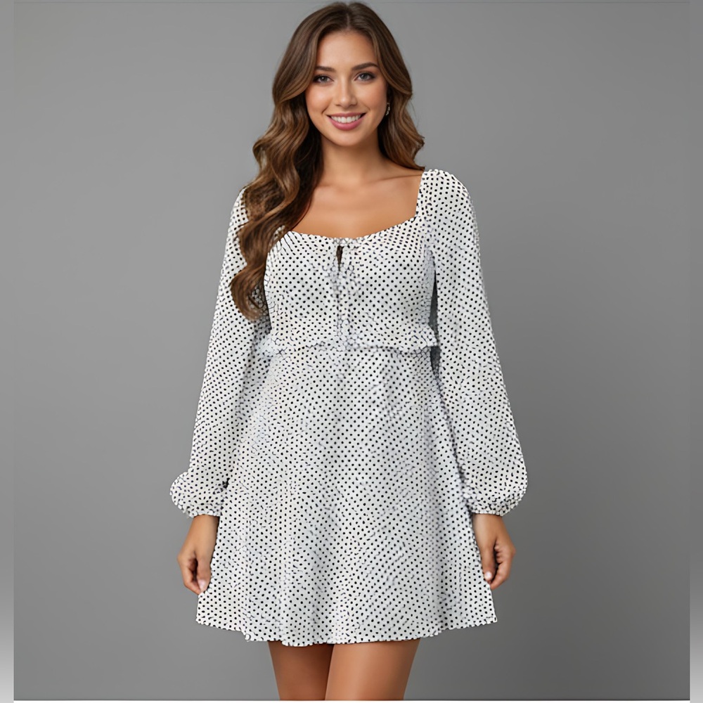 Black White Polka Dot Mini Dress